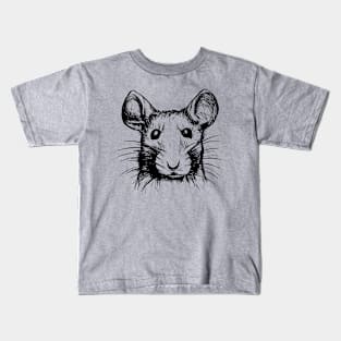 Rat Face Cute Mouse Portrait Sketch Kids T-Shirt